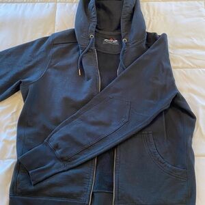 American Giant full zip hoodie, black, men’s, no flaws. Made in USA.